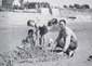 Holidaymakers on the beach, East Wittering c1960