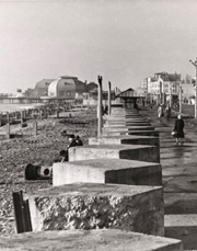 Concrete blocks along the promenade, Worthing, c1944