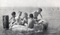 Boys in inflatable boat Bognor Regis c1950