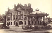 Carfax with bandstand and Wheeler's Bank, Horsham, 1898