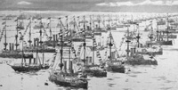 Artist’s impression of the Fleet at anchor in Spithead