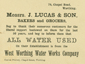 Bakers advertisement during typhoid epidemic, Worthing 1893