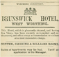 Advertisement for Brunswick Hotel, West Worthing 1884