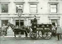 Royal Mail coach outside post office, Horsham